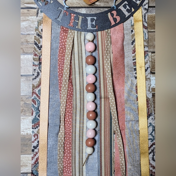 Keeper of the Bees Metal Boho Wall Hanging W Wooden Beads - Picture 4 of 6